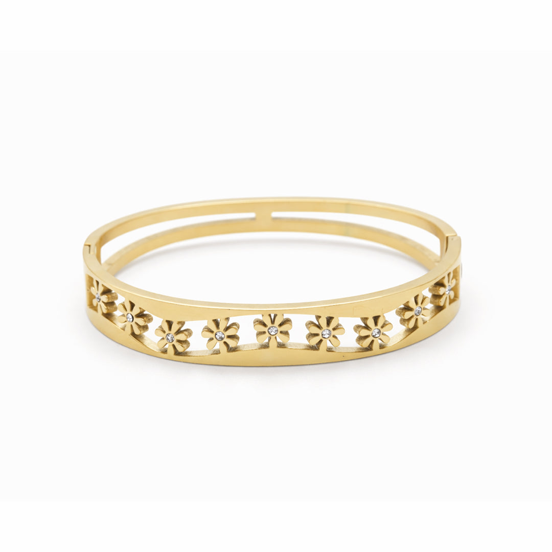 Eternal Bloom Cut-Out Gold Plated Kada