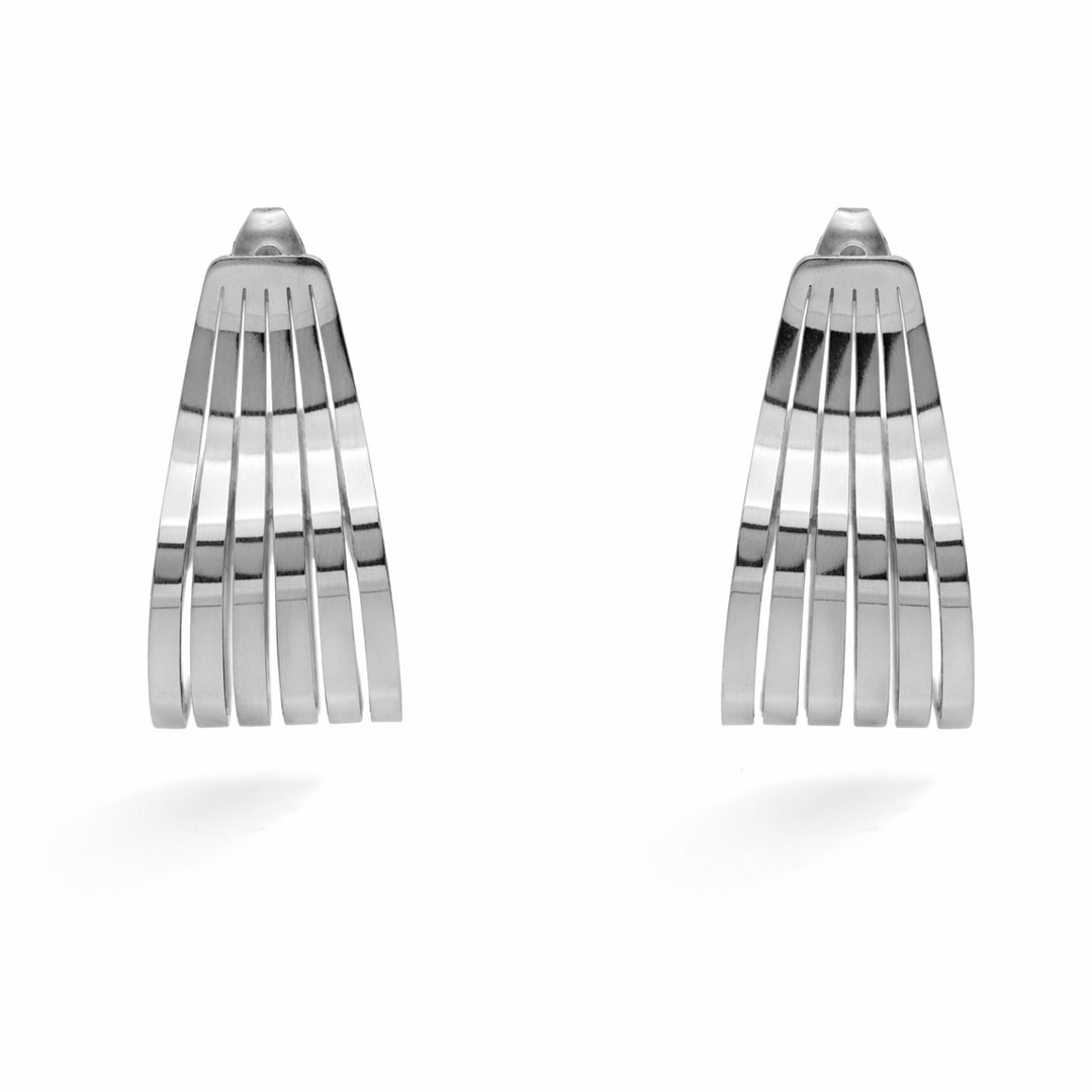 Cascade Stripe Silver Stud Earrings