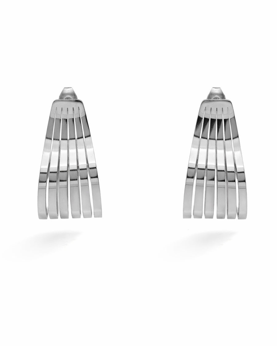 Cascade Stripe Silver Stud Earrings