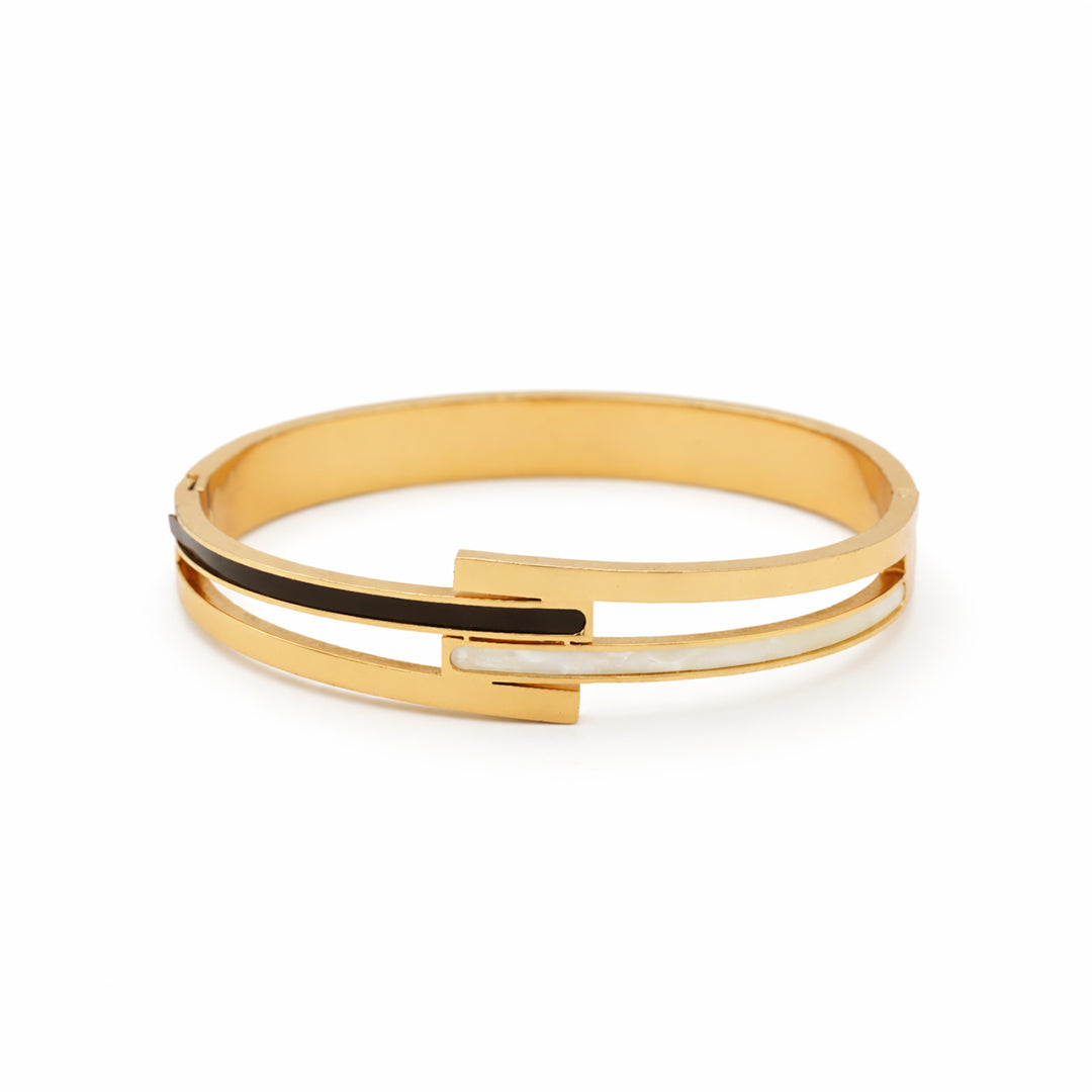 Monochrome Enamel Bypass Gold Plated Kada