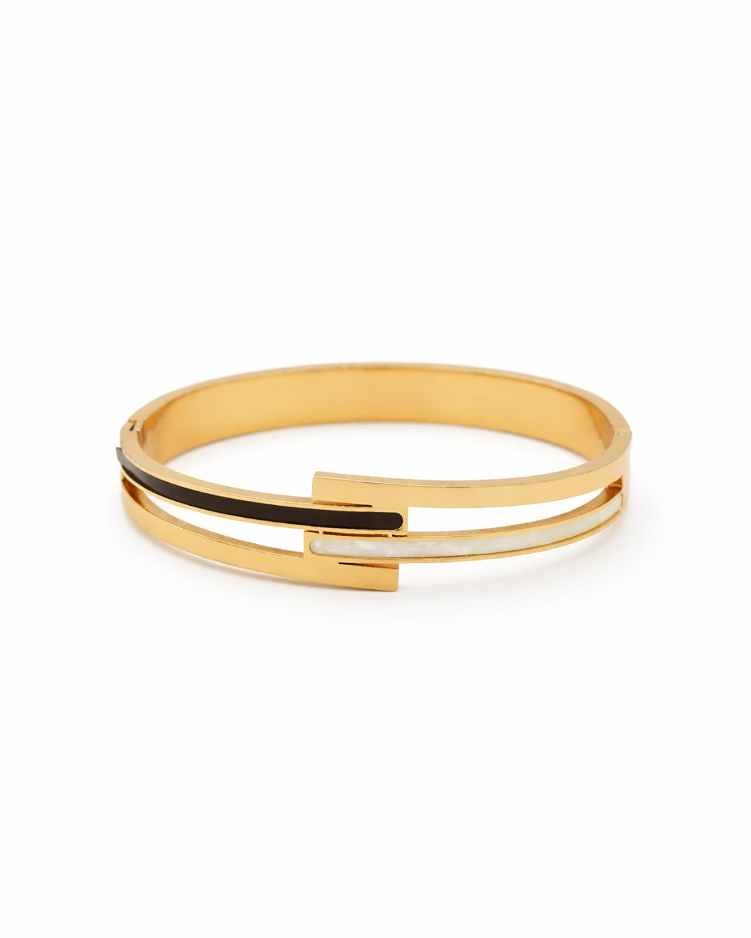 Monochrome Enamel Bypass Gold Plated Kada