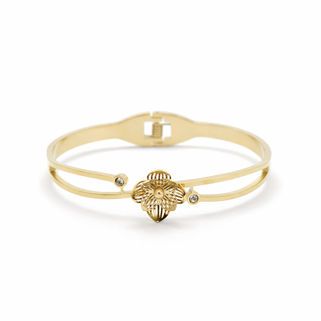Filigree Petal Solitaire Gold Plated Kada