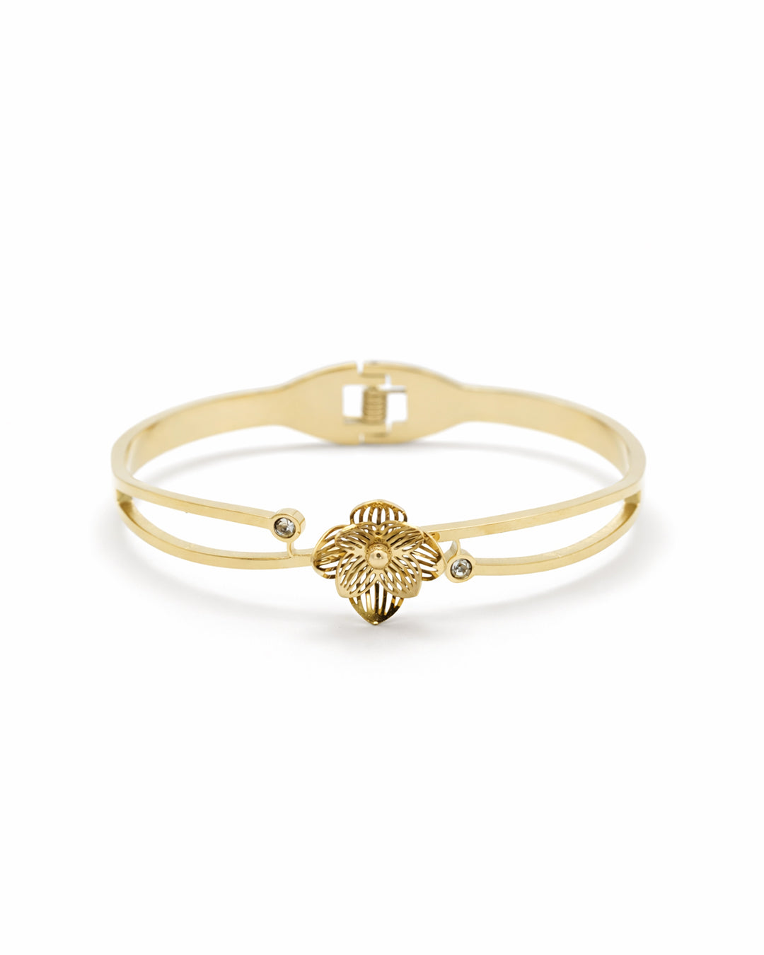 Filigree Petal Solitaire Gold Plated Kada