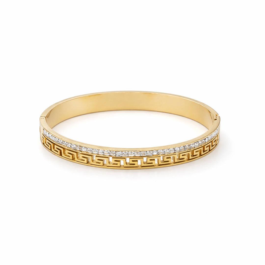 Greek Key Crystal Channel Bangle Kada