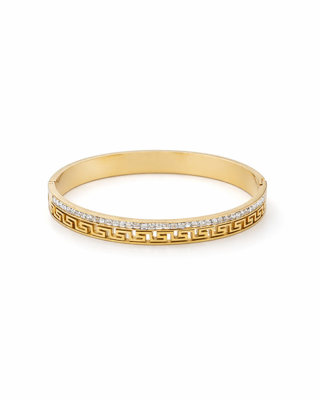 Greek Key Crystal Channel Bangle Kada