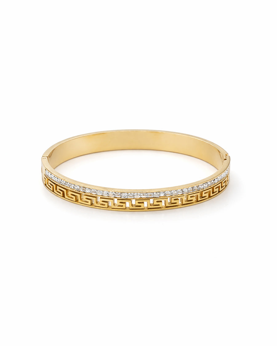 Greek Key Crystal Channel Bangle Kada