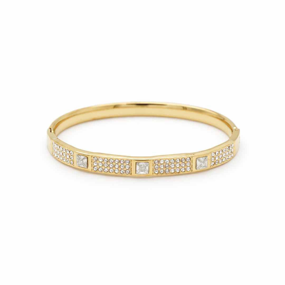 Crystal Mosaic Hexagon Gold Plated Kada