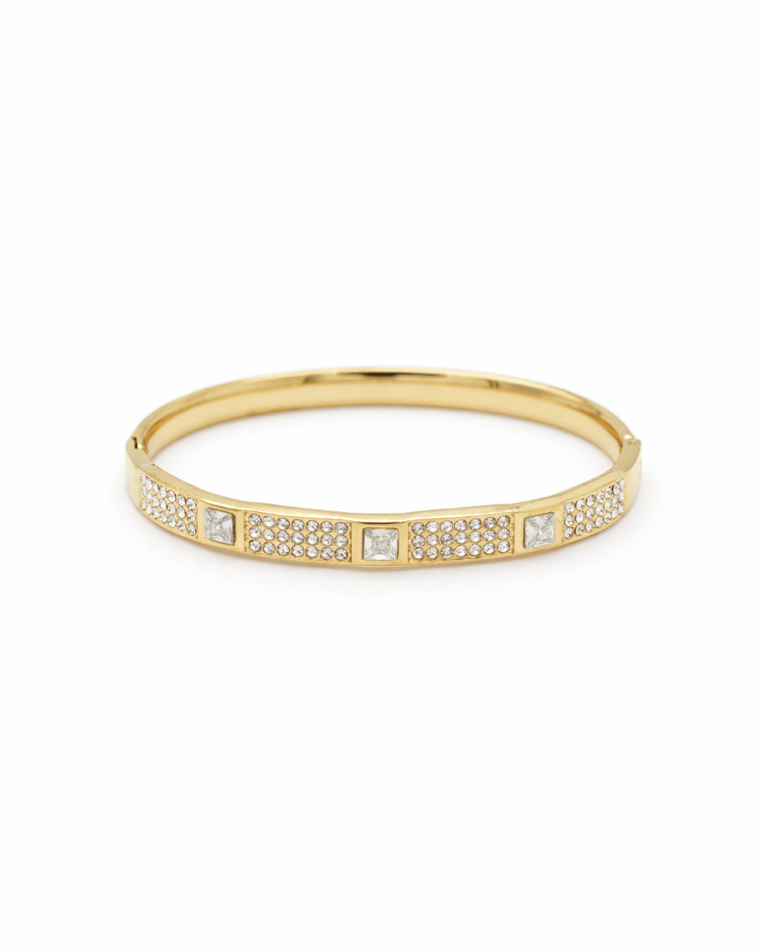 Crystal Mosaic Hexagon Gold Plated Kada