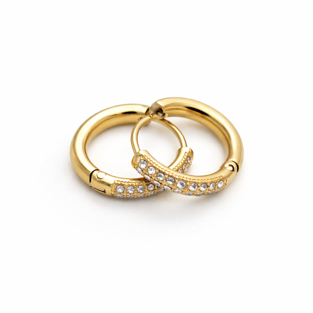 Crystal Pavé Duality Gold Plated Huggie Hoops