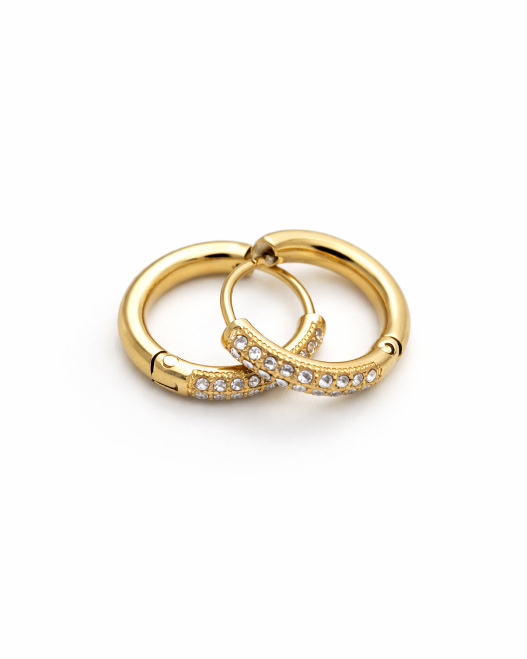 Crystal Pavé Duality Gold Plated Huggie Hoops
