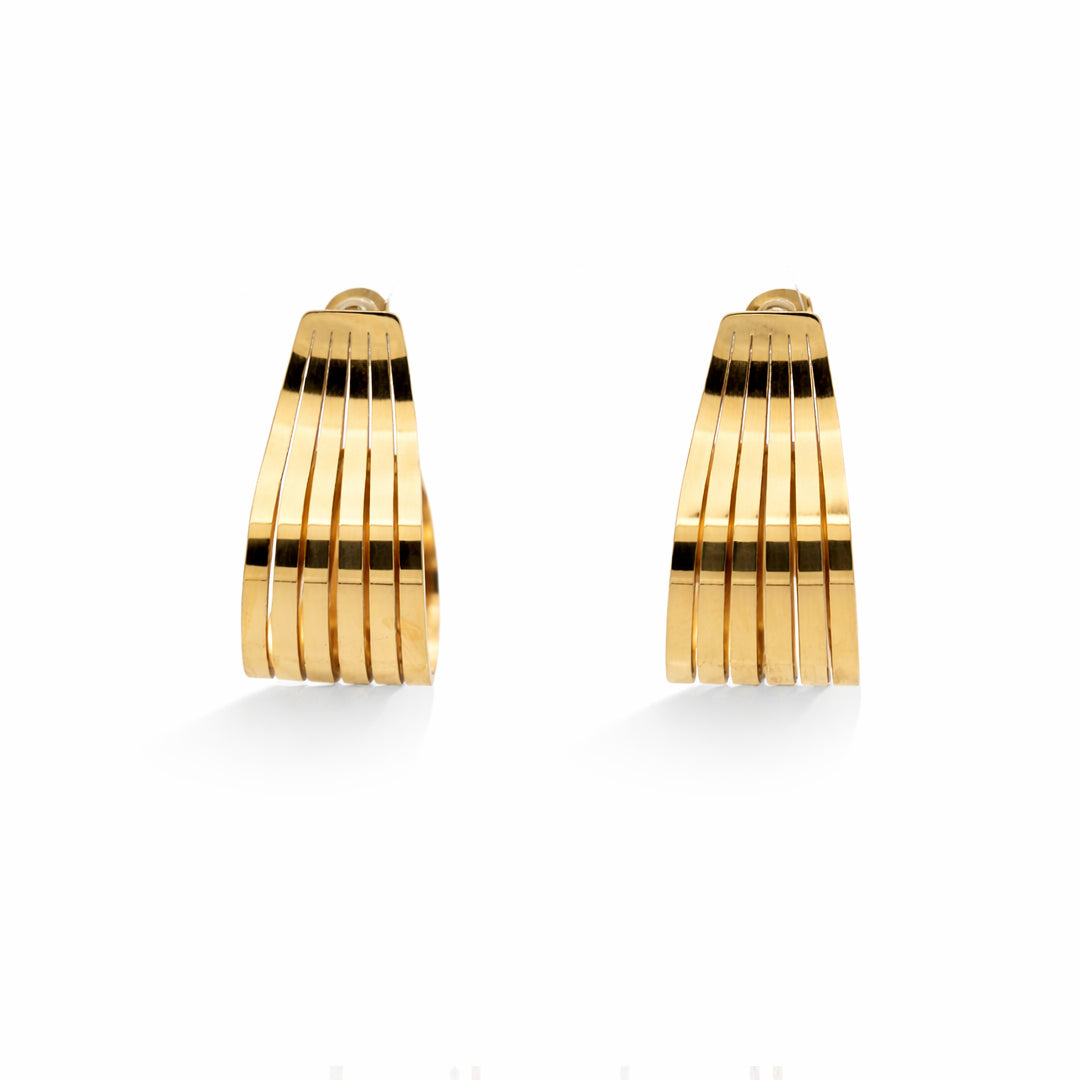 Five Stack Gold Plated Earrings
