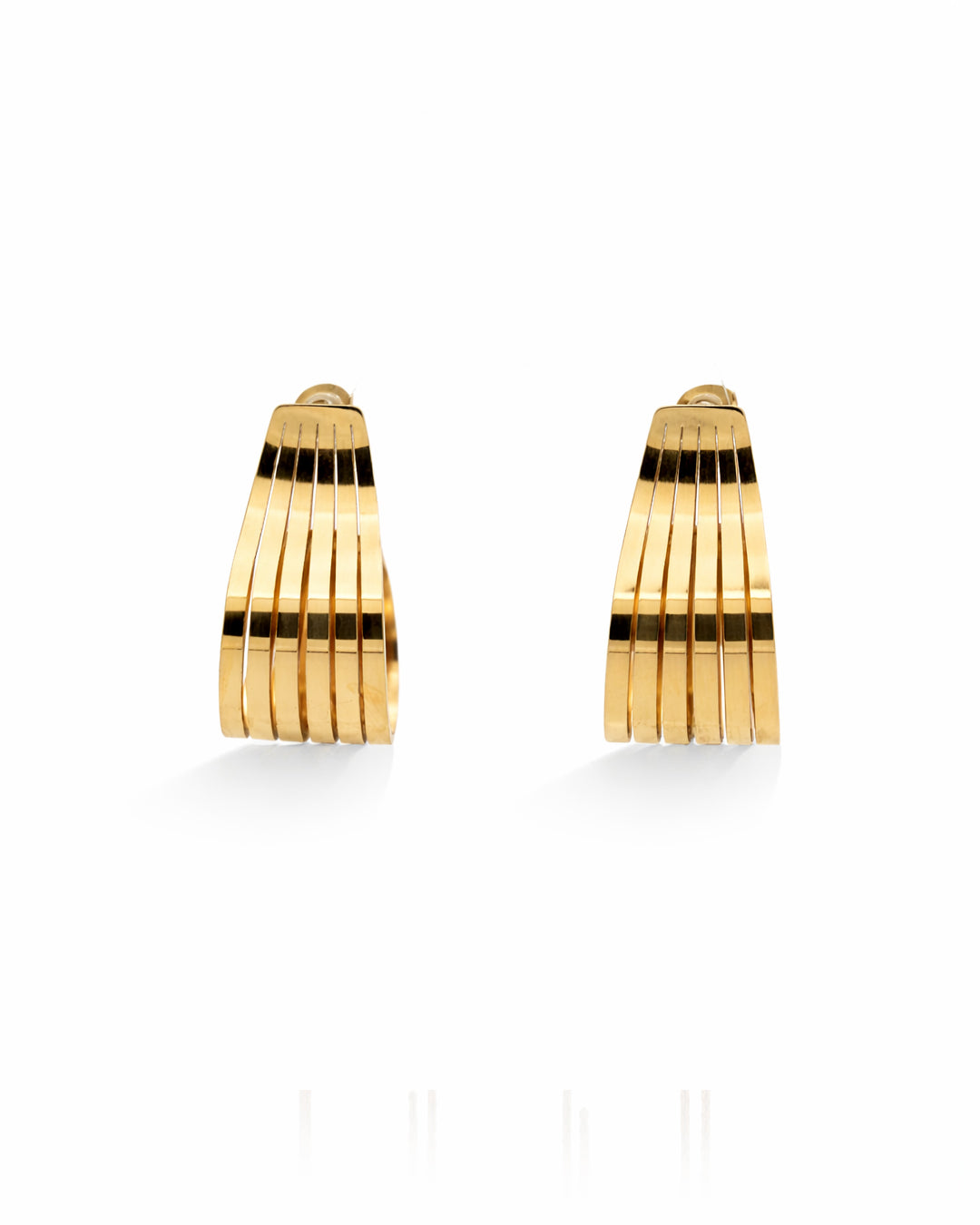 Five Stack Gold Plated Earrings