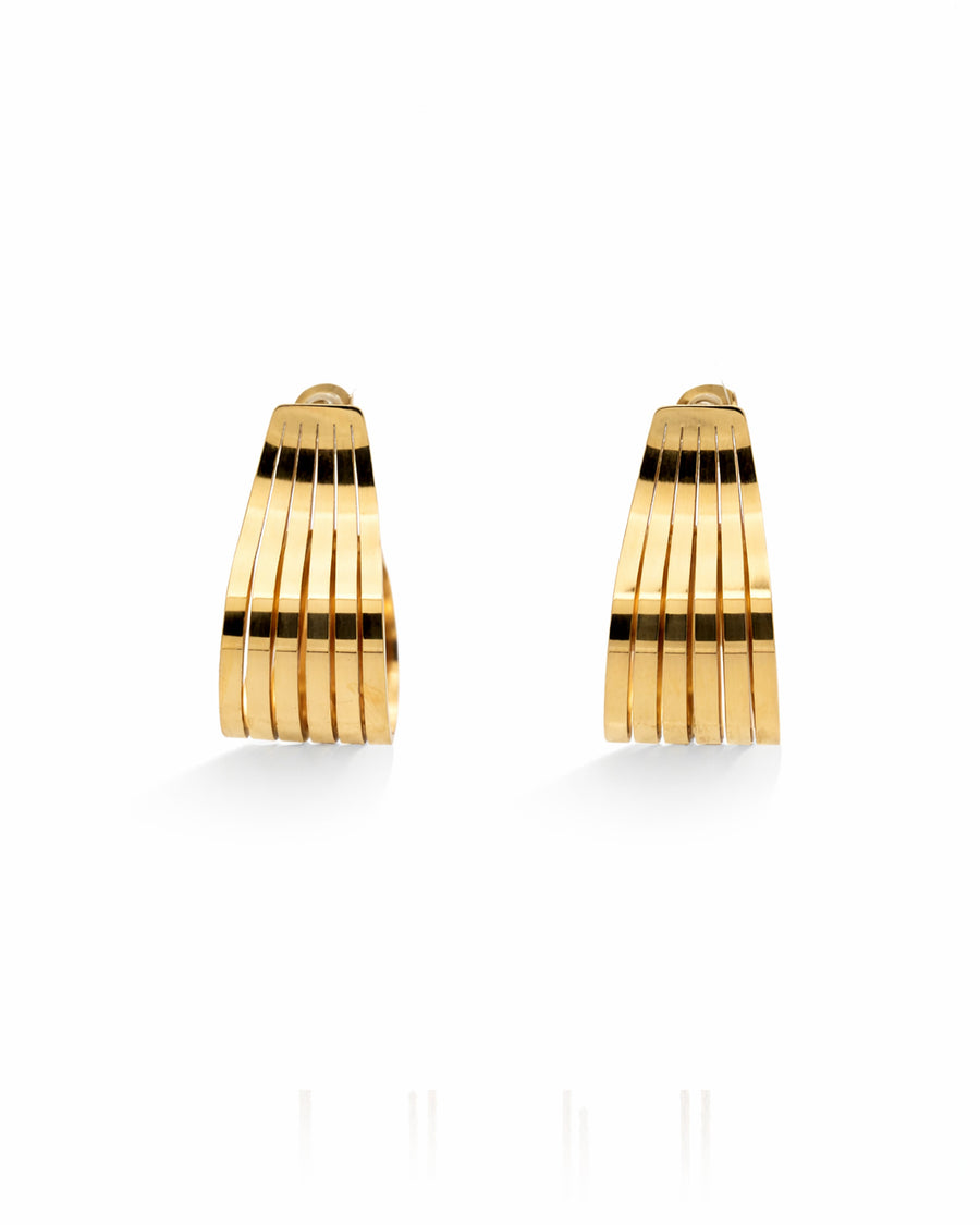 Five Stack Gold Plated Earrings