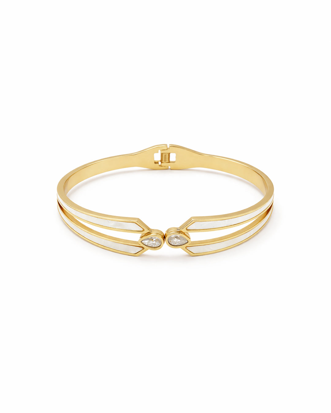 Mother of Pearl Duo-Bypass Crystal Gold Plated Kada