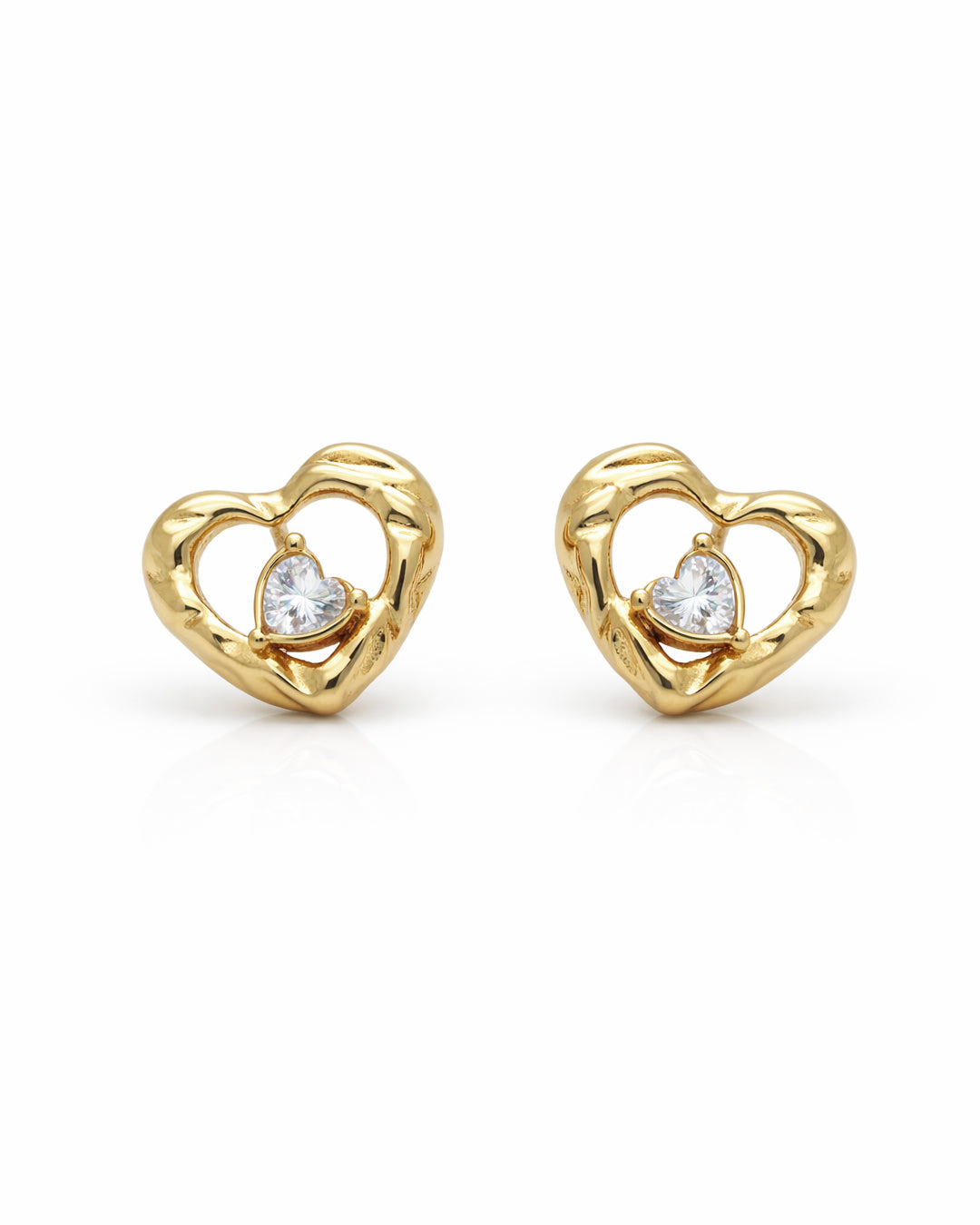 Amora Heart Gold Plated Stud Earrings