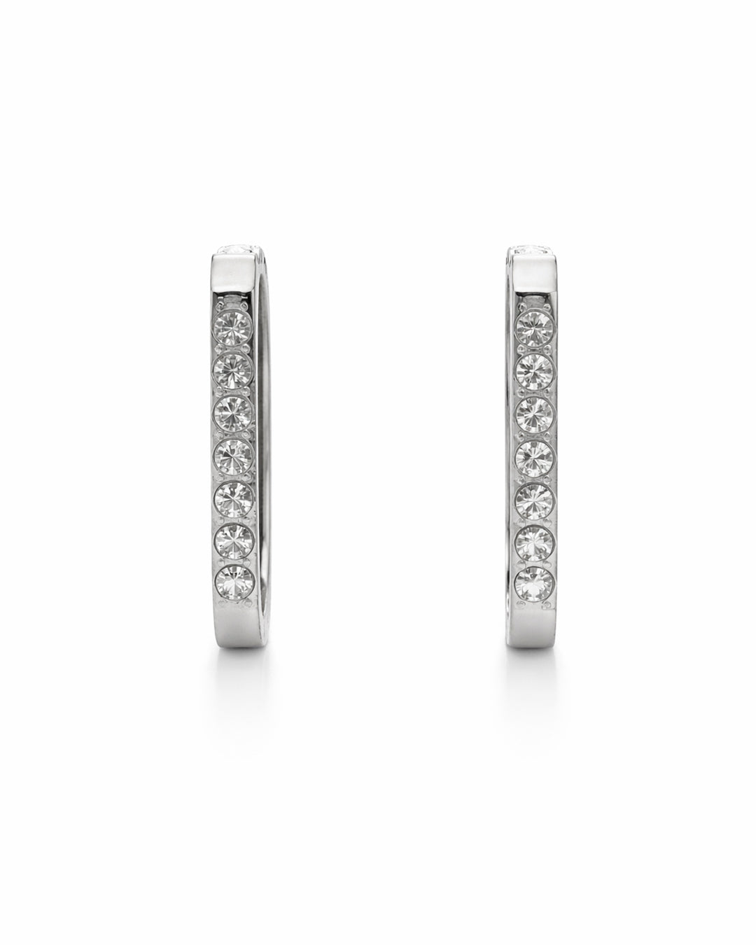 Silver Plated Crystal Channel Hoop Earrings
