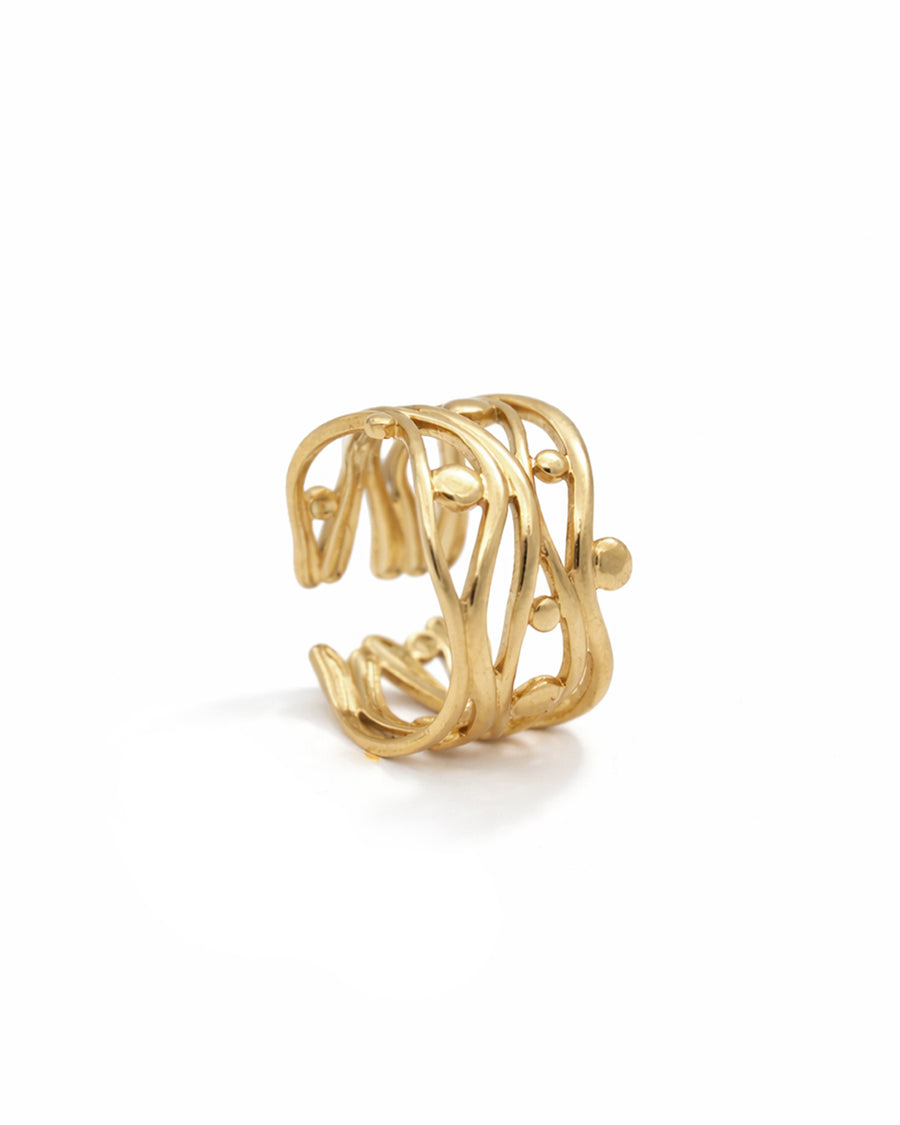 Tangle Gold Plated Adjustable Ring