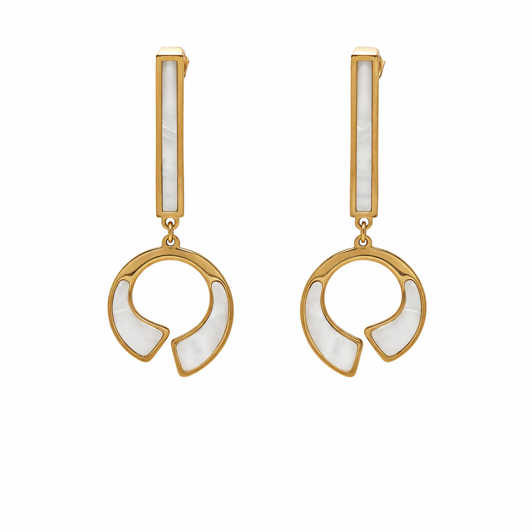 Luna Shell Arc Gold Drop Earrings