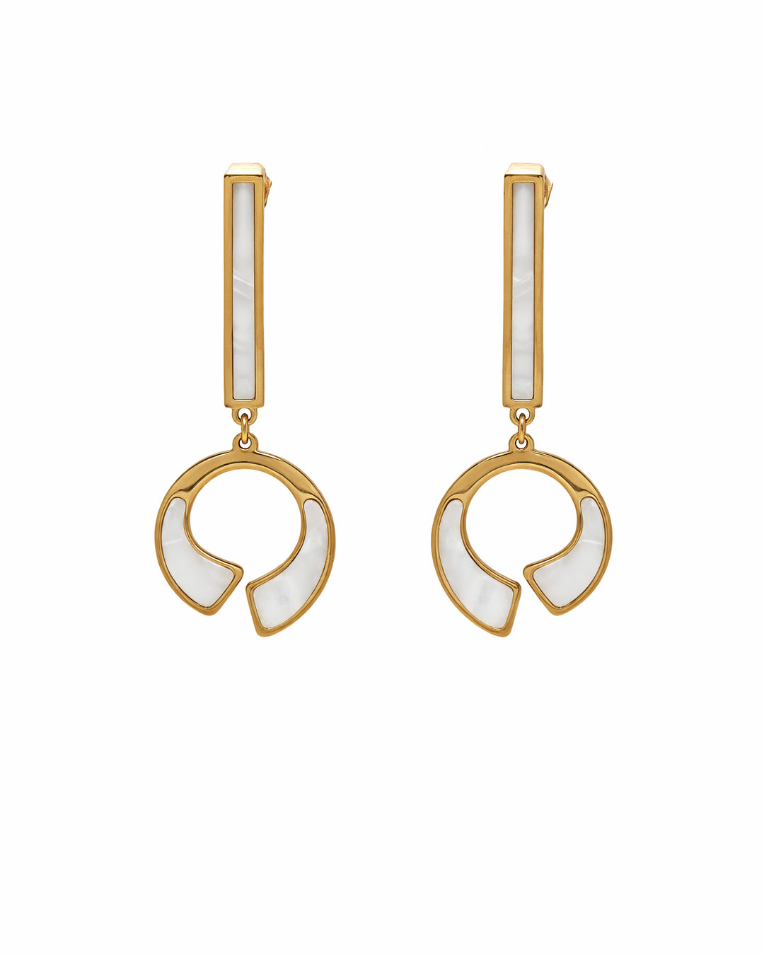 Luna Shell Arc Gold Drop Earrings