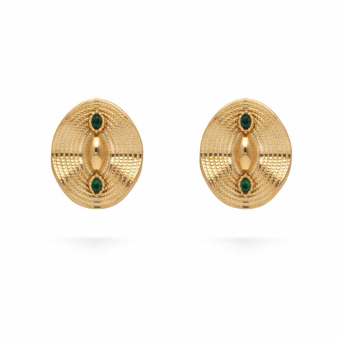 Pharaoh Shield Gold Plated Earrings