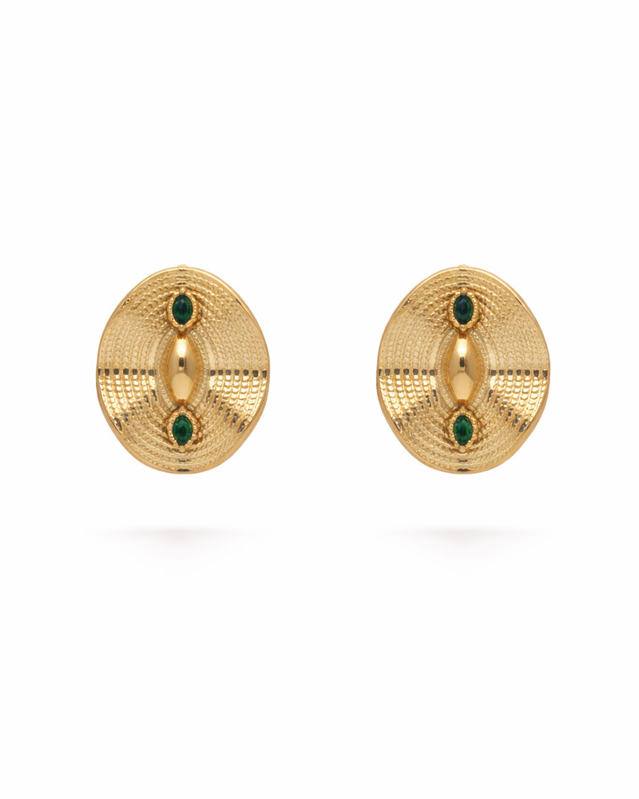 Pharaoh Shield Gold Plated Earrings