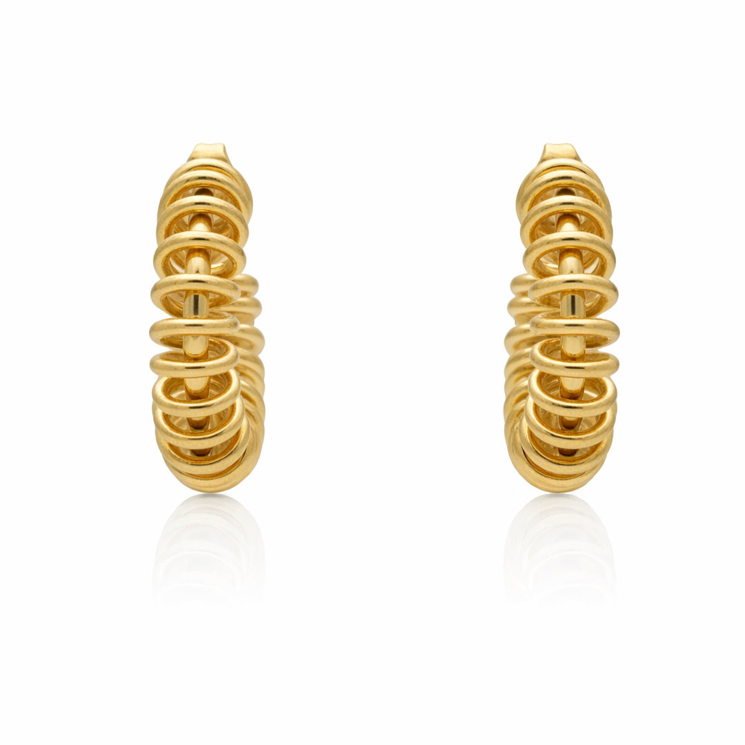 Coil Spiral Gold Huggie Hoop Earrings