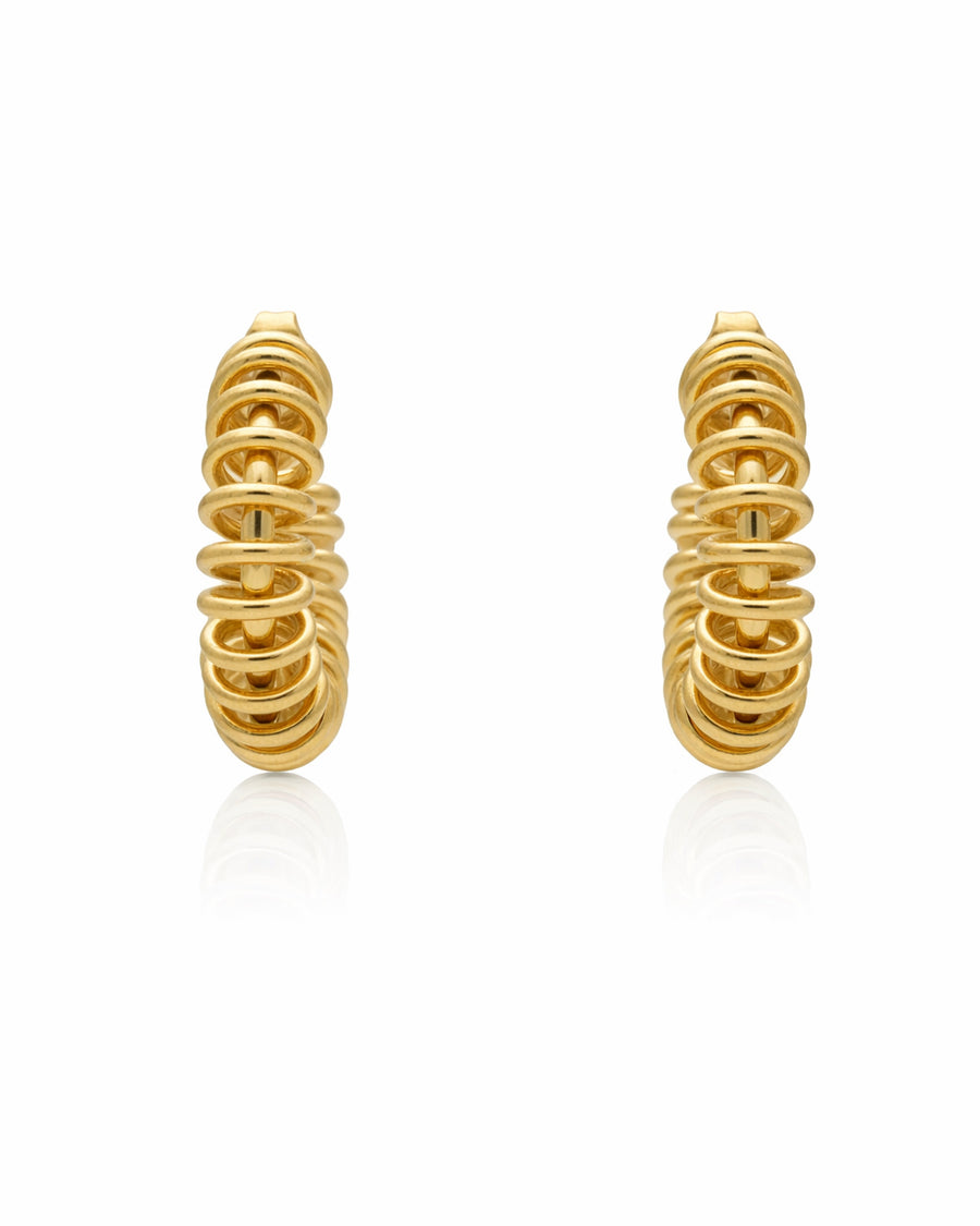 Coil Spiral Gold Huggie Hoop Earrings