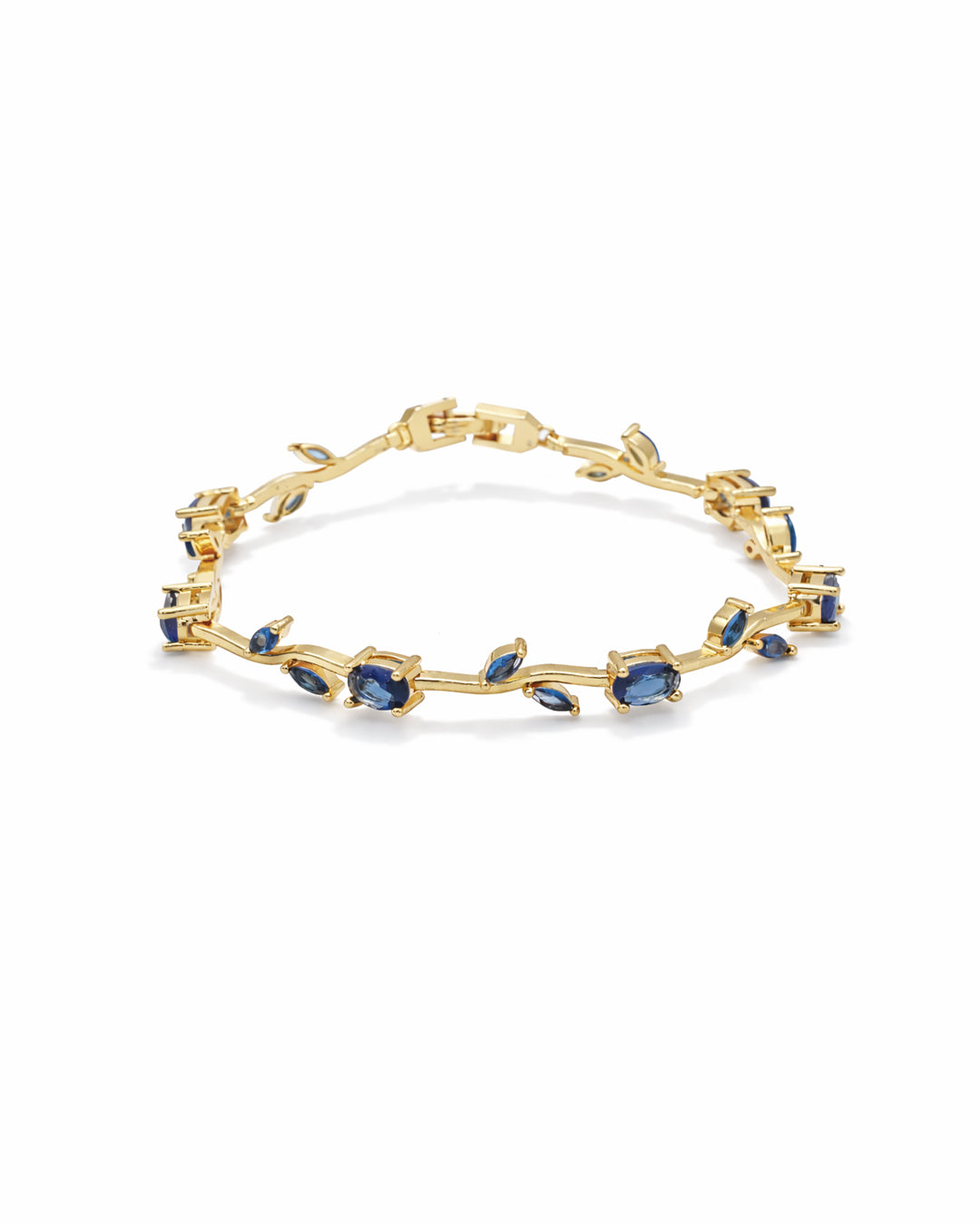 Blue Sapphire Cascade Gold Plated Bracelet