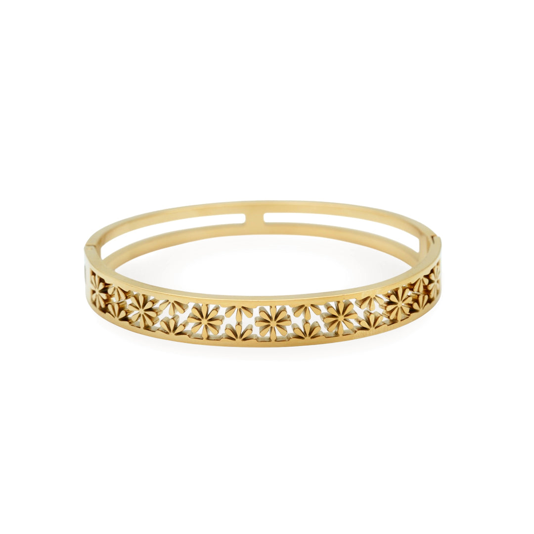 Crystalline Halo Open-Rail Gold Plated Kada