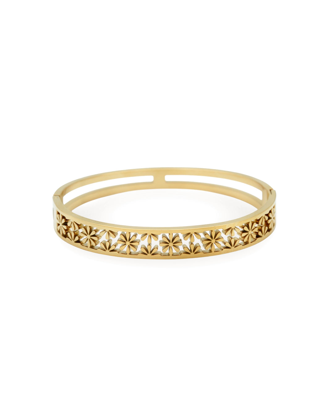 Crystalline Halo Open-Rail Gold Plated Kada