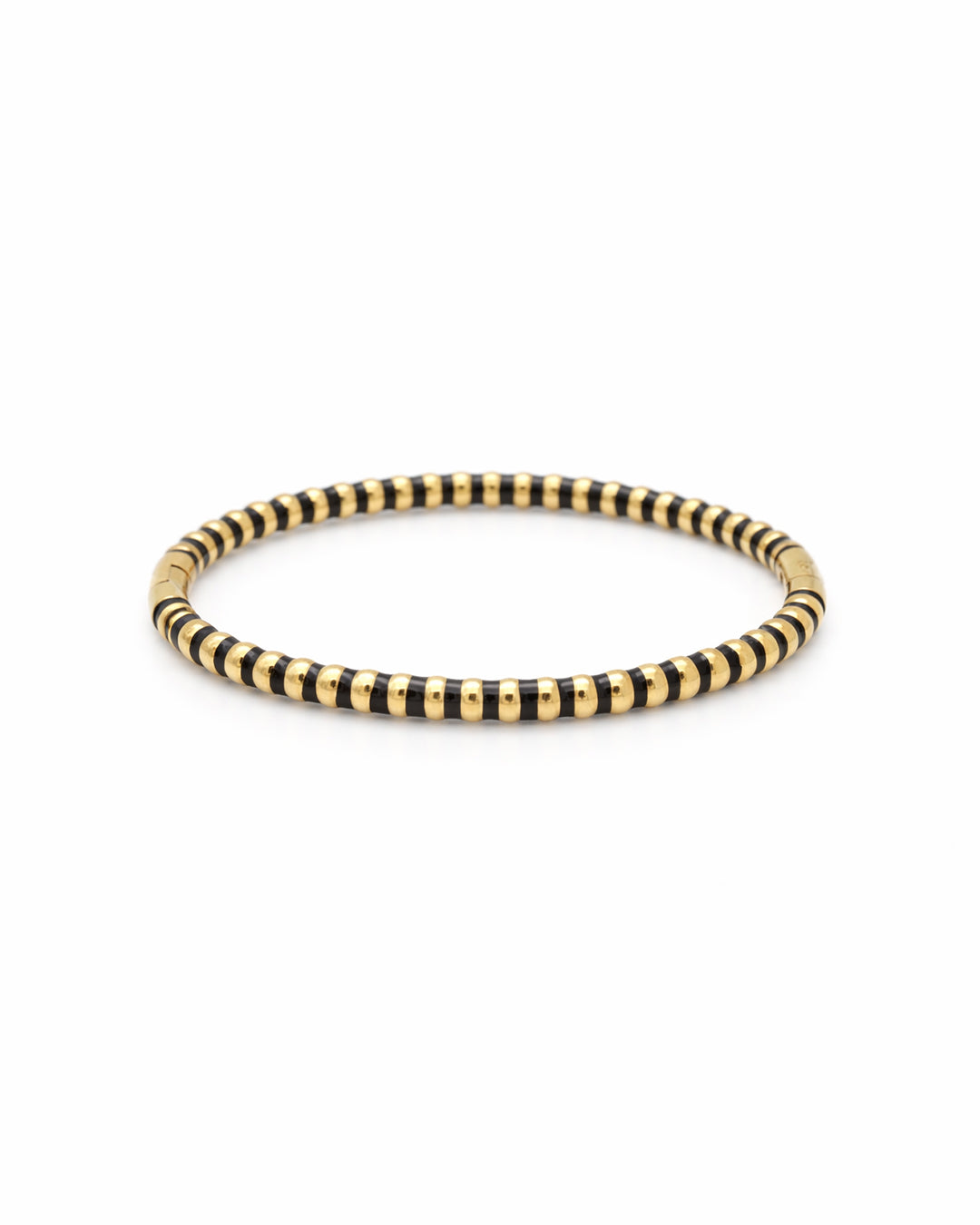 Black Enamel Ribbed Gold Plated Bangle Kada