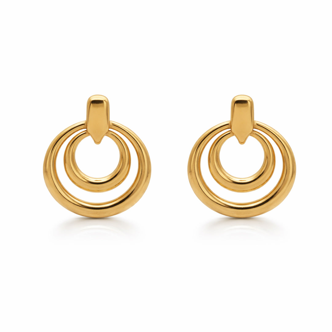 Double Orbit Gold Plated Studs