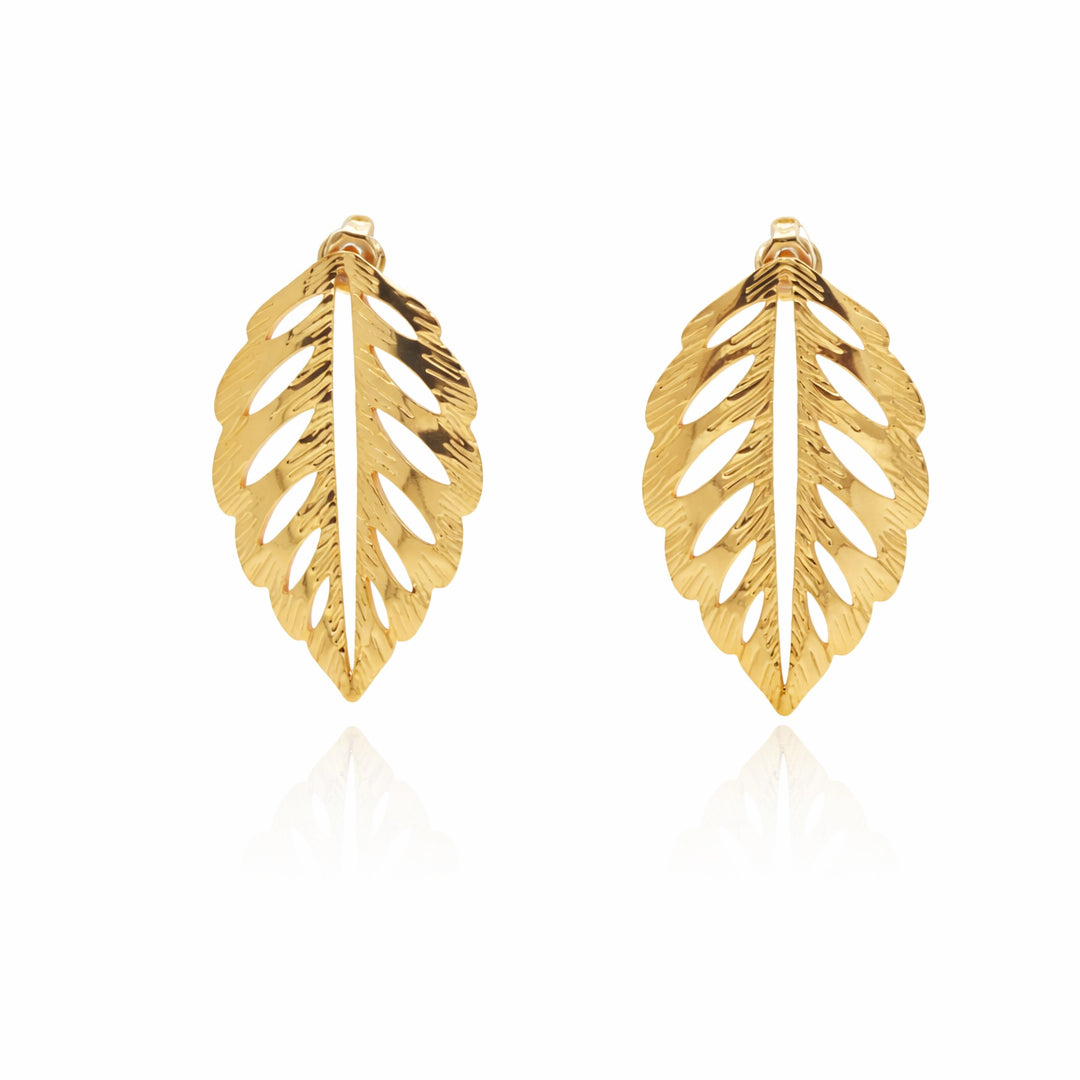 Gilded Leaf Gold Plated Earrings