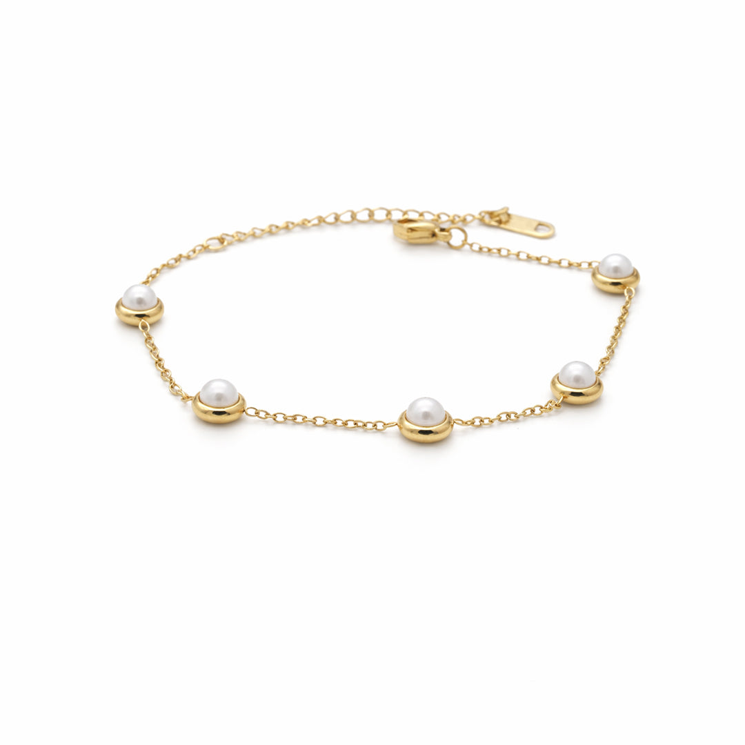 Luna Pearl Station Gold Plated Bracelet