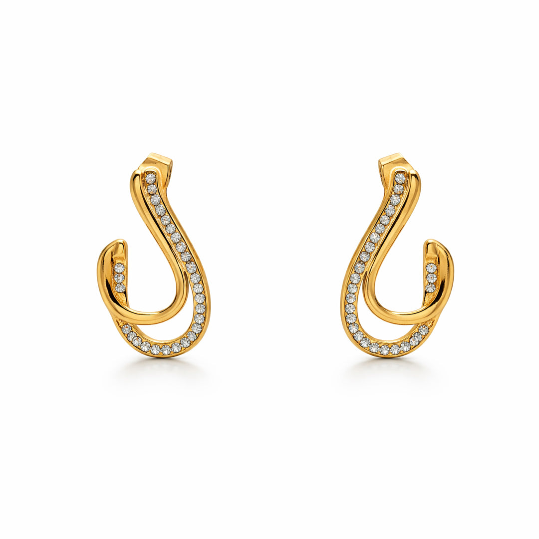 Crested Pave Gold Plated Studs