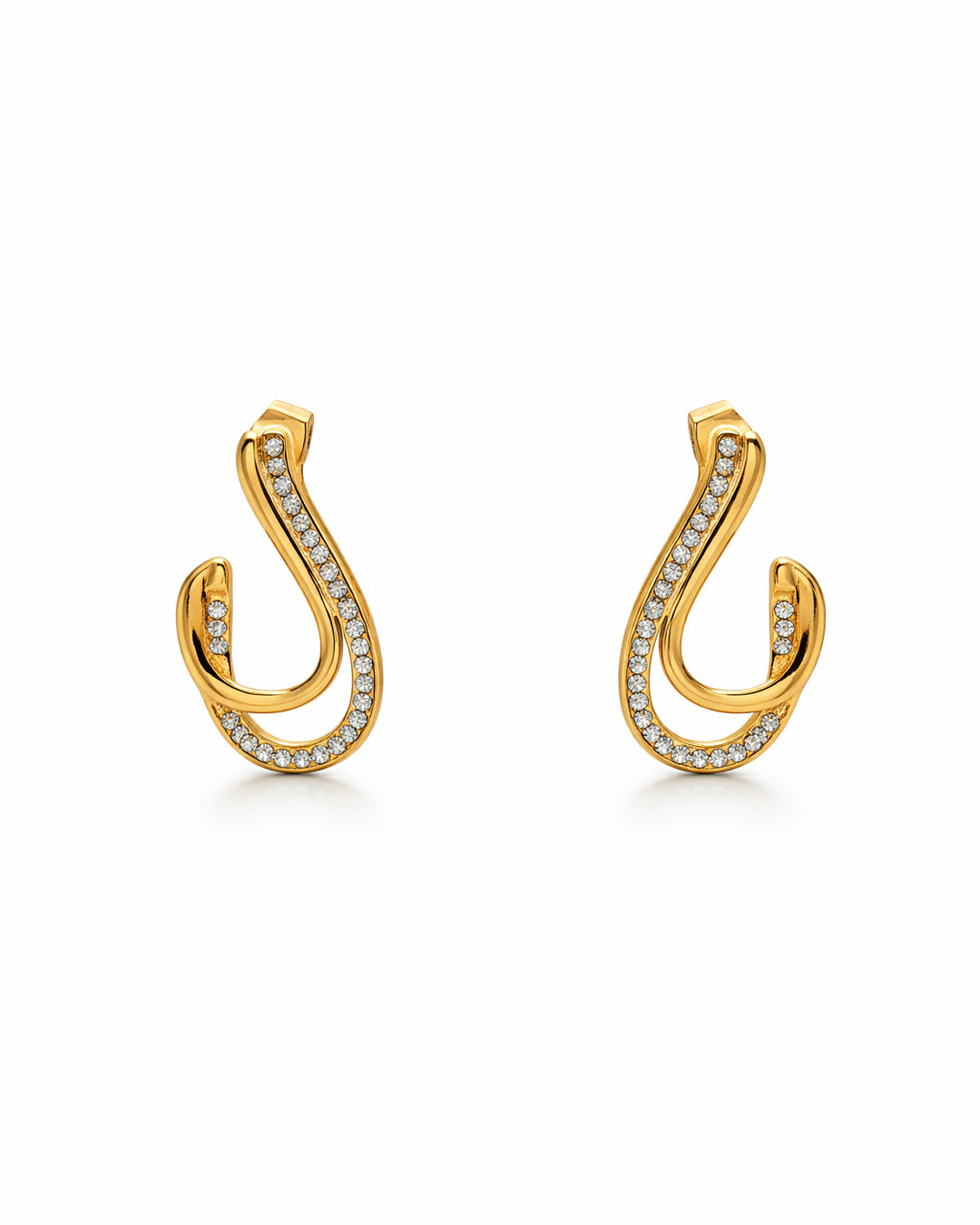 Crested Pave Gold Plated Studs