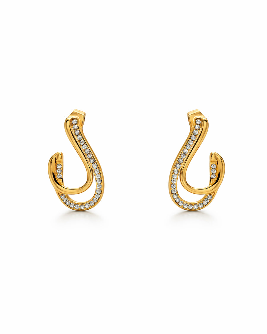 Crested Pave Gold Plated Studs