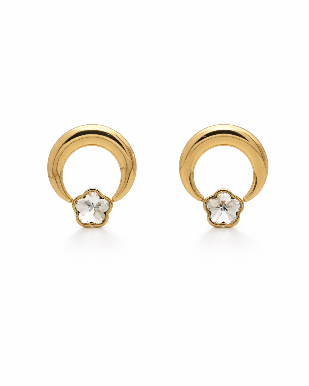 Celestial Moon-Flower Gold Plated Studs