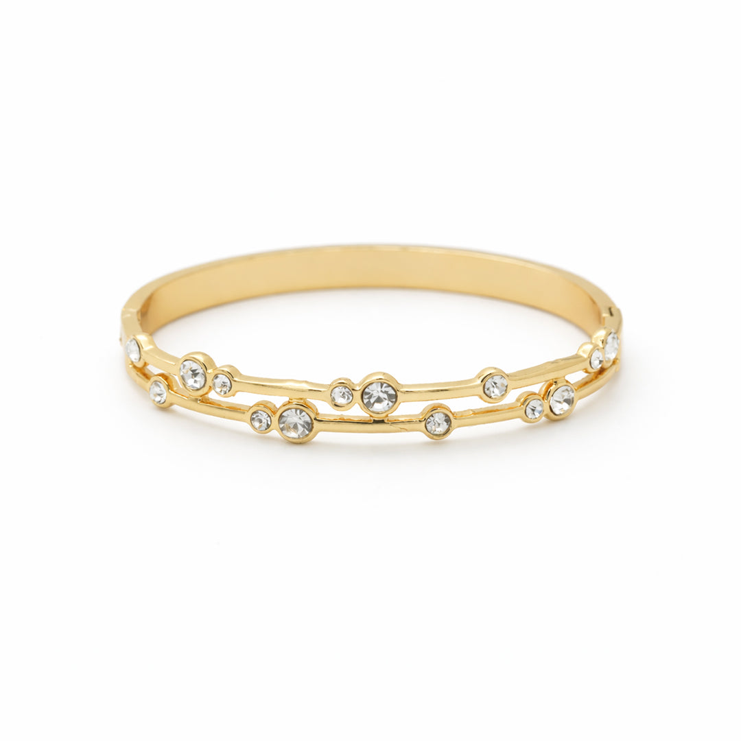 Dewdrop Double-Rail Crystal Gold Plated Kada