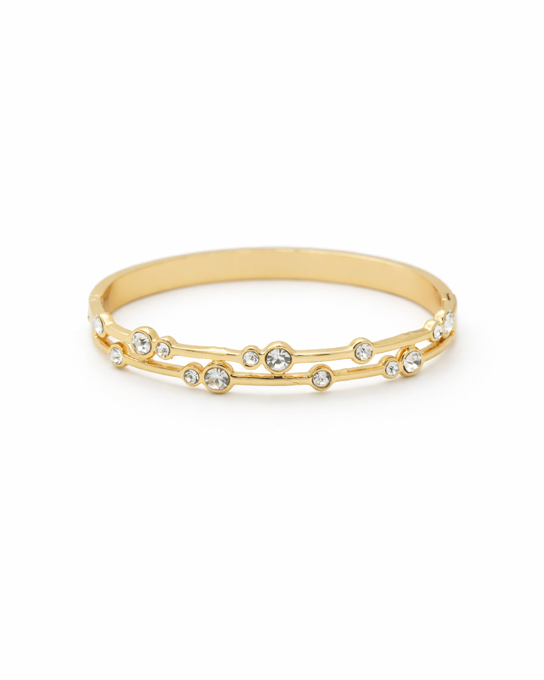 Dewdrop Double-Rail Crystal Gold Plated Kada