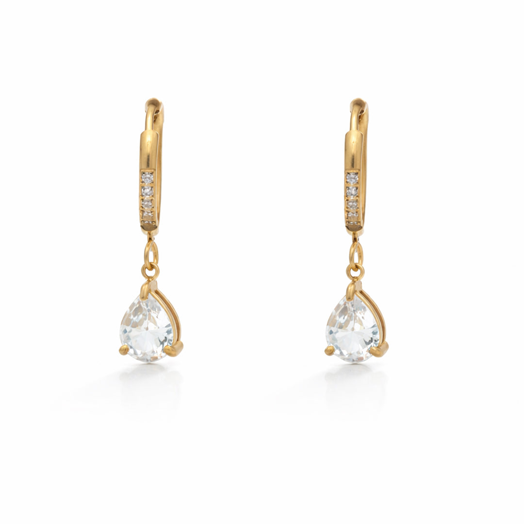 Teardrop Halo Gold Plated Earrings