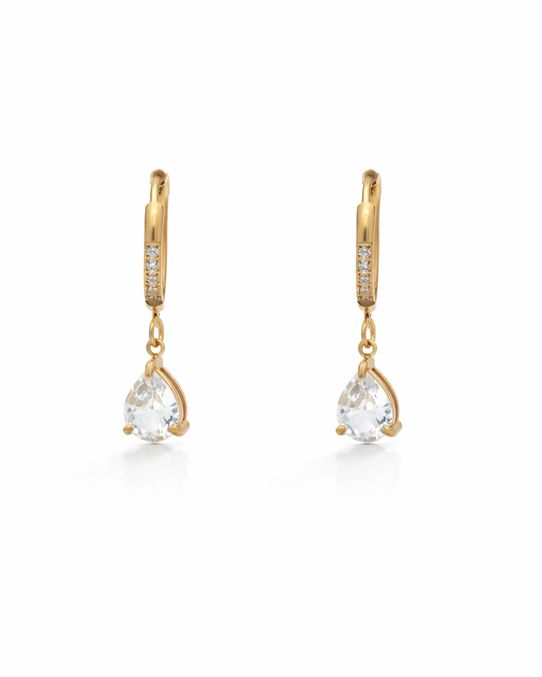 Teardrop Halo Gold Plated Earrings