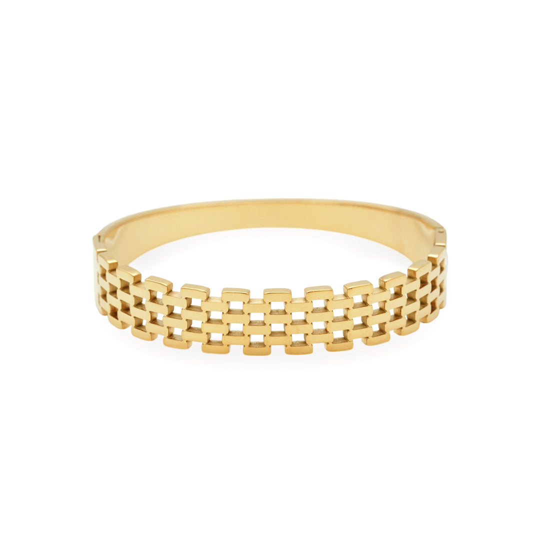 Textured Brick Link Gold Plated Kada
