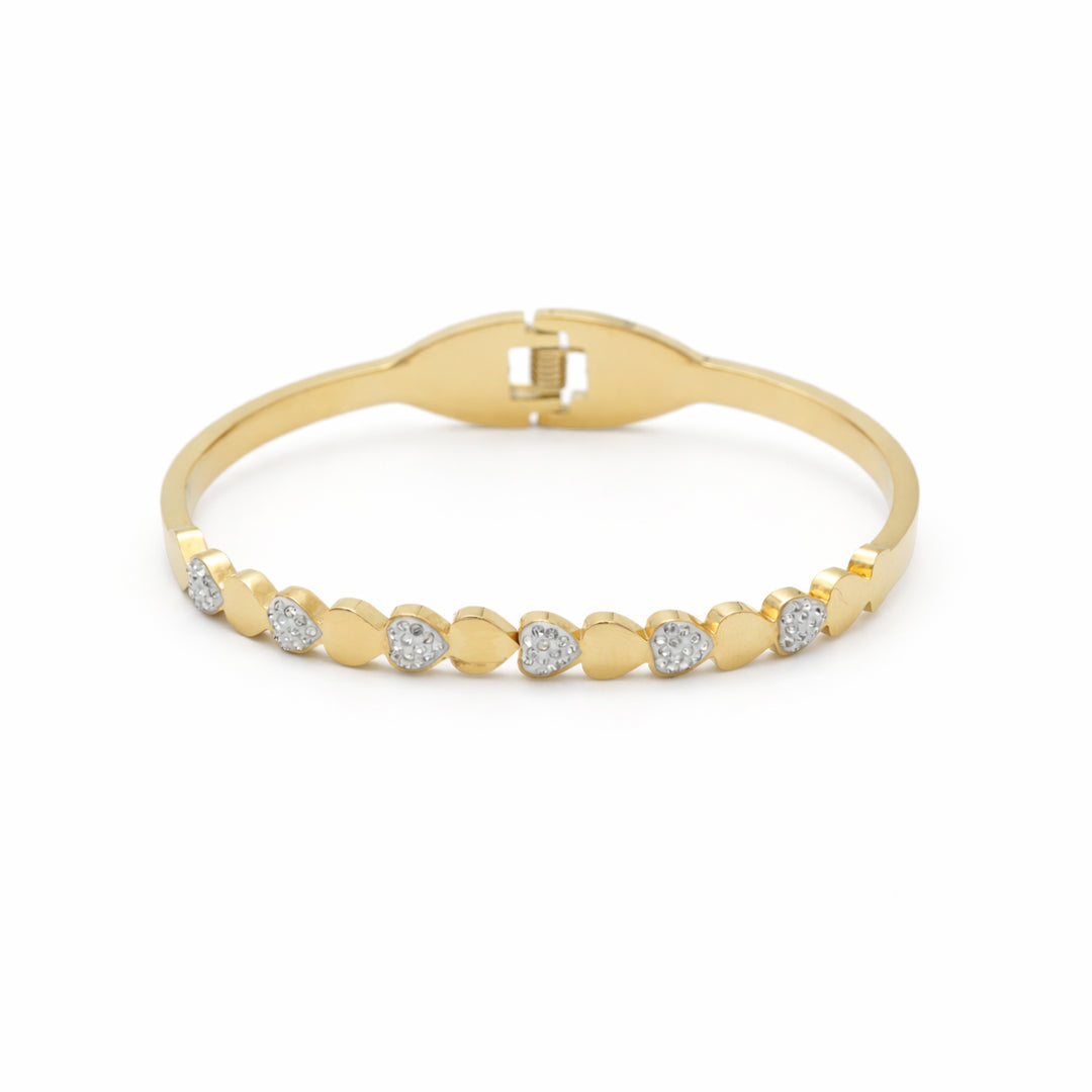 Eternal Heart-Link Crystal Pavé Gold Plated Kada