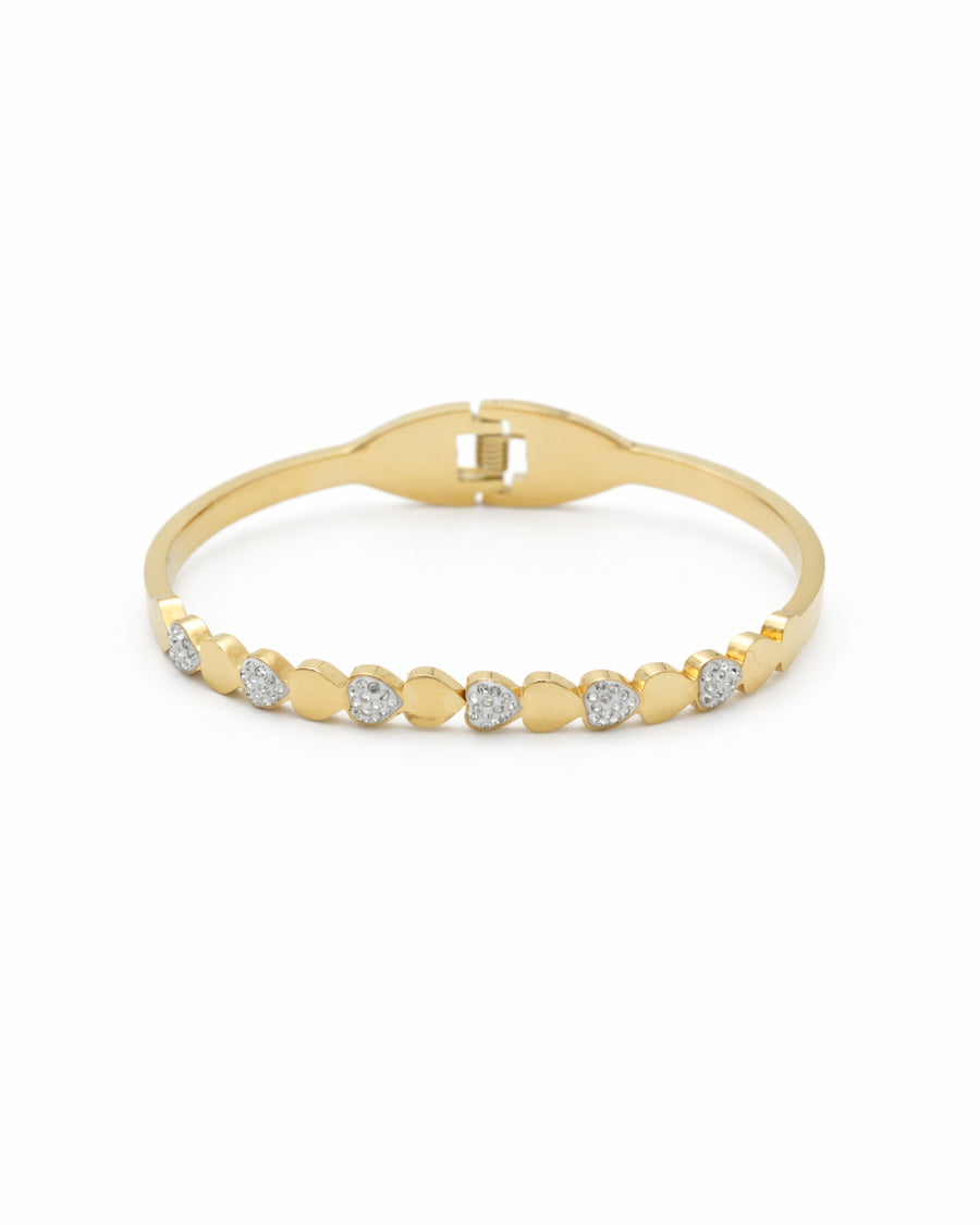 Eternal Heart-Link Crystal Pavé Gold Plated Kada