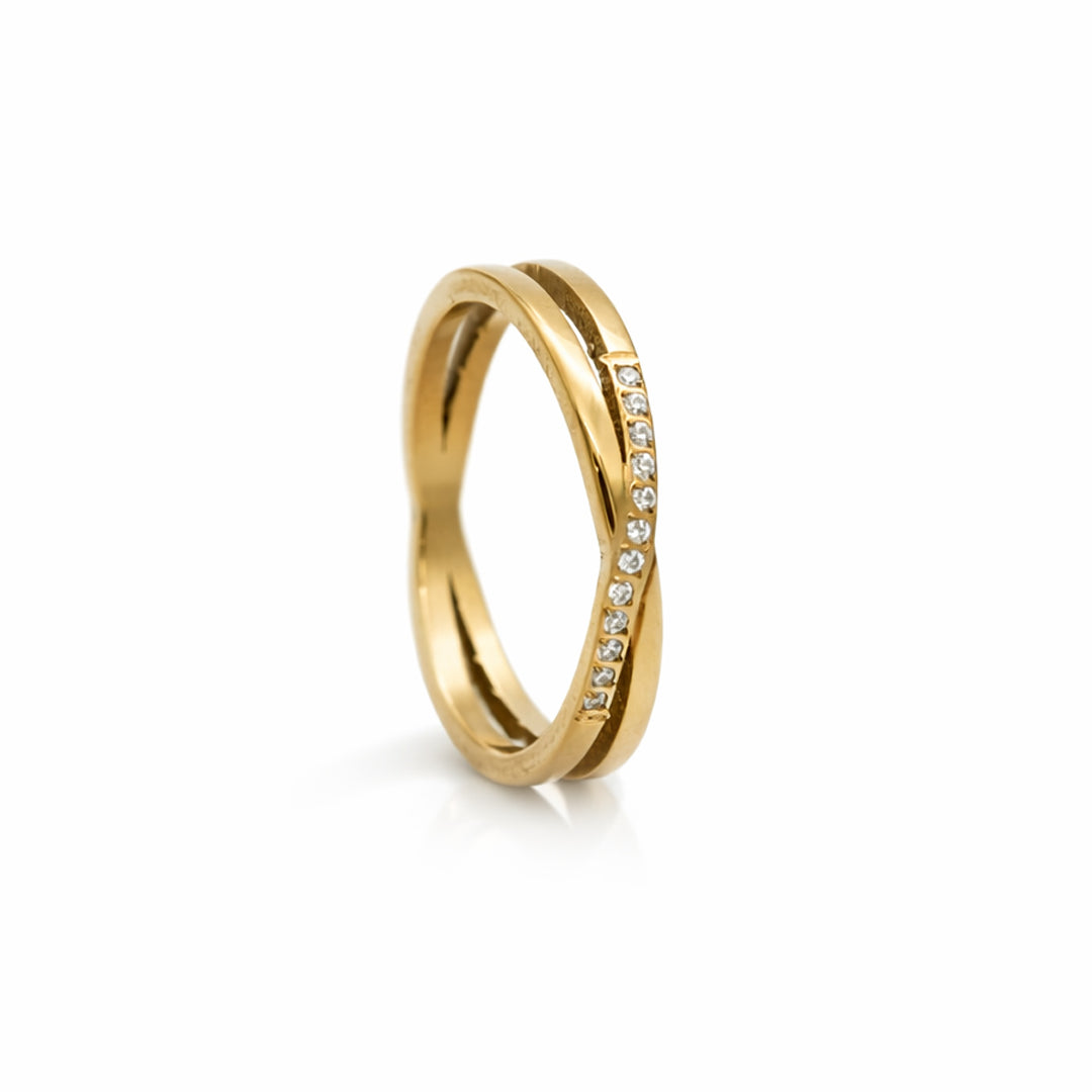 Crossover Gold Plated Band Ring