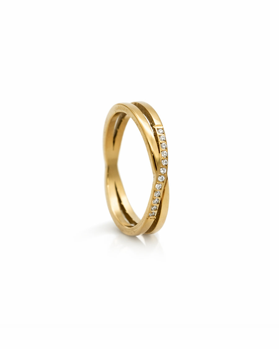 Crossover Gold Plated Band Ring