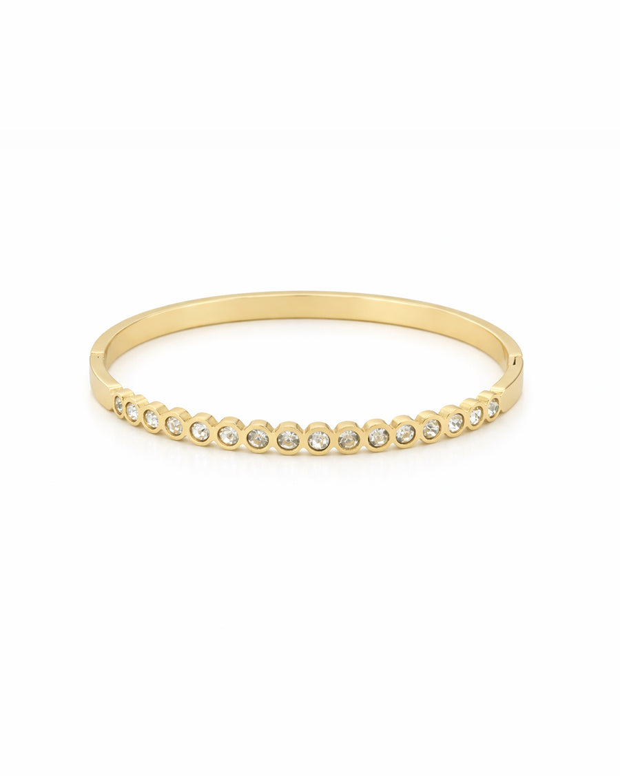 Bezel Set Crystal Row Gold Plated Bangle Kada