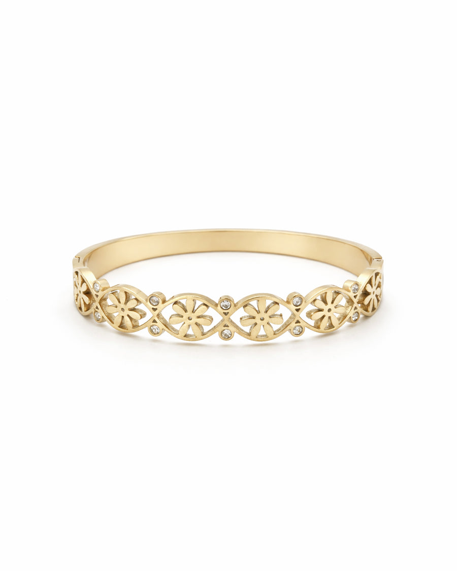Floral Lattice Crystal Gold Plated Kada