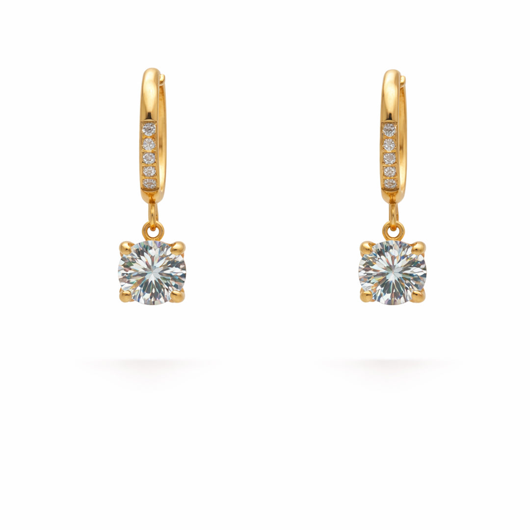 Solitaire Drop Gold Plated Earrings